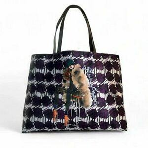 Henri Bendel Izak Zenov Purple Satin Reversible Fashionista Tote Bag - NEW!